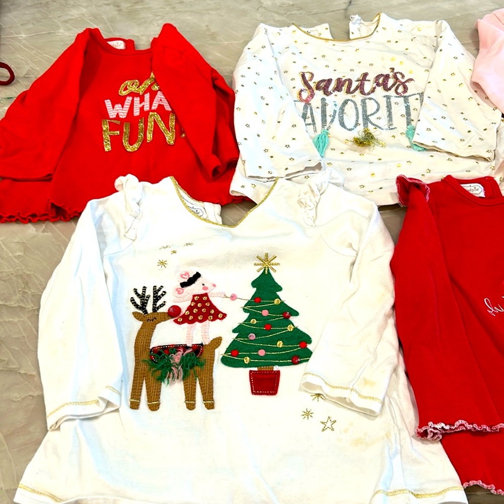 Seven (7) x Girls Mudpie Christmas Shirts 2T/3T